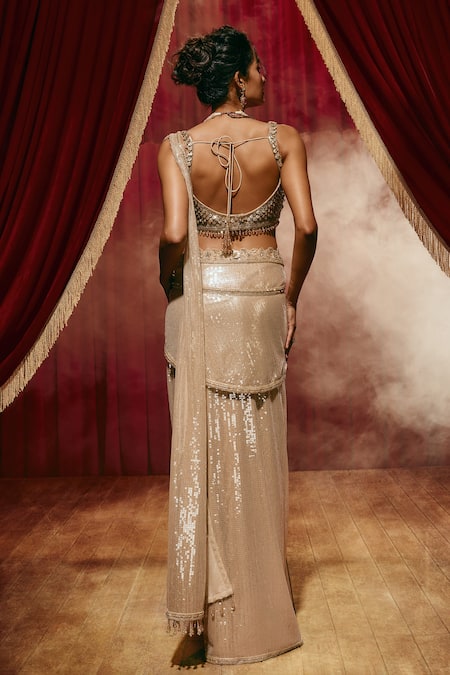 Roqa Laurine Sequinned Net Saree & Blouse Set 