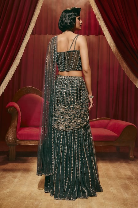 Roqa Beatrice Pre-Draped Net Saree & Blouse Set 