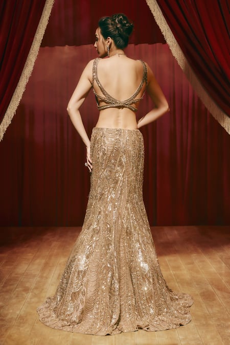 Roqa Francesca Net Embroidered Gown 