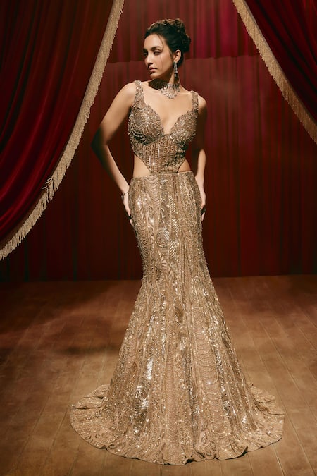 Roqa Francesca Net Embroidered Gown 