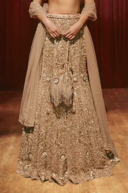 Buy Roqa Rose Gold Net Embroidery, Sequins, Beads, Zari, Stones, Eliza Lehenga Set Online at Aza Fashions Buy_Roqa_Rose Gold Net Embroidery, Sequins, Beads, Zari, Stones, Eliza Lehenga Set _Online_at_Aza_Fashions