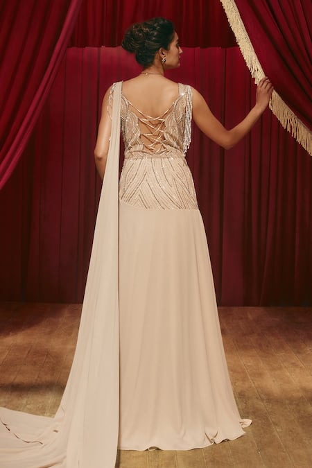 Roqa Vanessa Layered Gown With Cape 