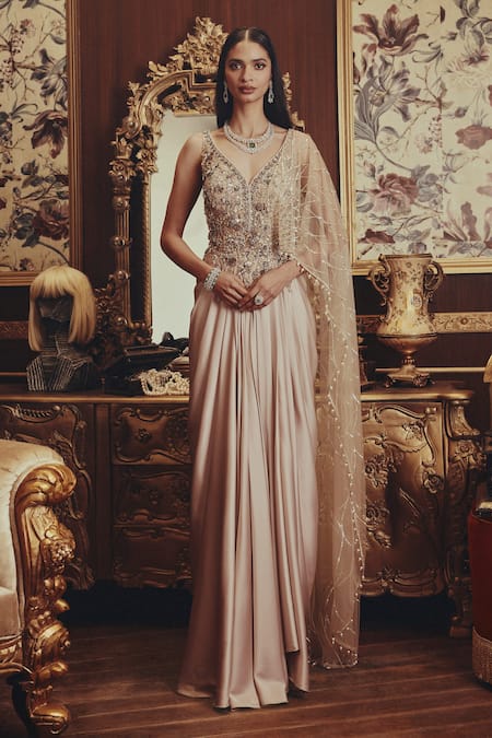 Roqa Jane Embellished Pleated Gown 