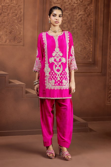 Aneesh Agarwaal Maya Darpan Silk Embroidered Kurta & Salwar Set 