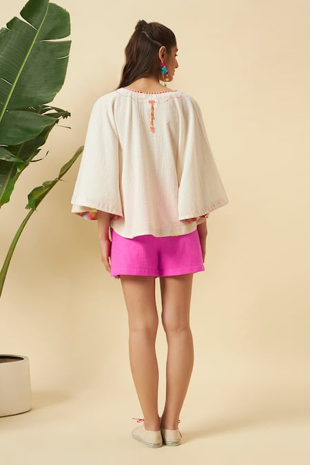 Nikasha Ivory Seersucker Cape Top 
