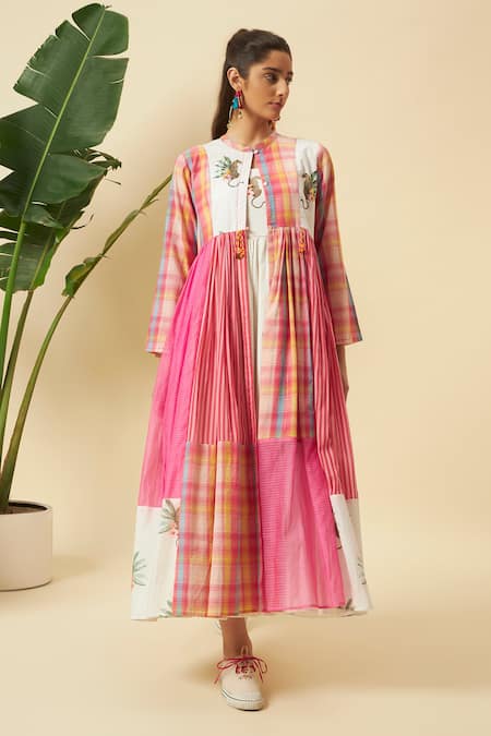 Nikasha Checkered Pattern Cotton Dress & Jacket 