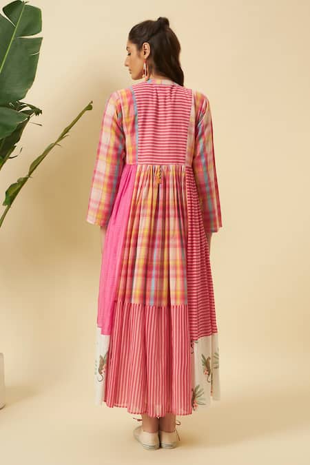 Nikasha Checkered Pattern Cotton Dress & Jacket 