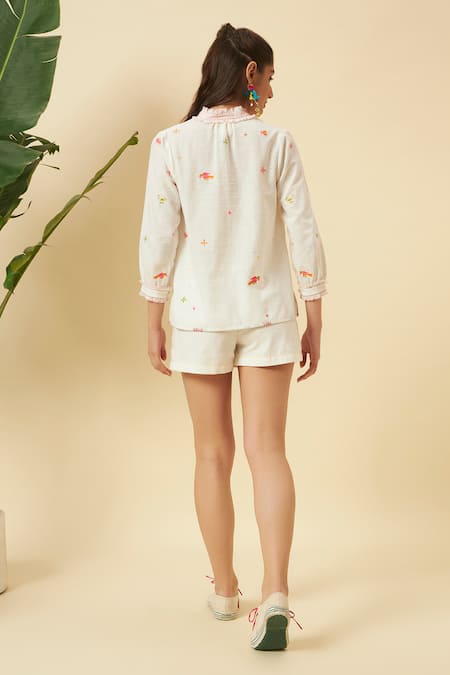 Nikasha Ivory Tie Up Shirt Top 