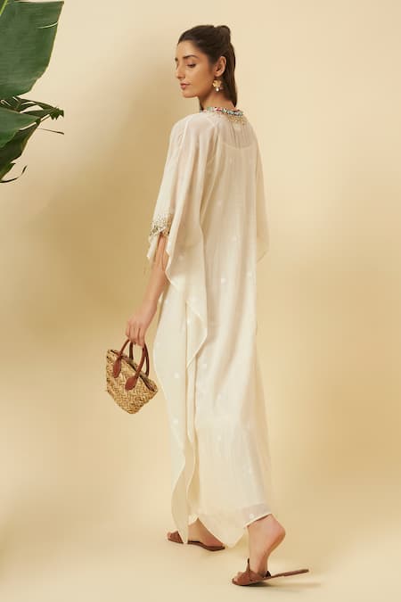 Nikasha Ivory Jamdani Kaftan Dress 