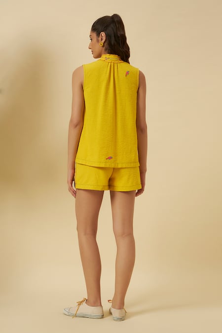 Nikasha Seersucker Tie-Up Sleeveless Top 