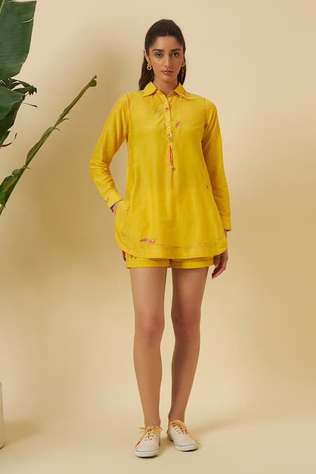 Nikasha Yellow Apple Cut Shirt Top 