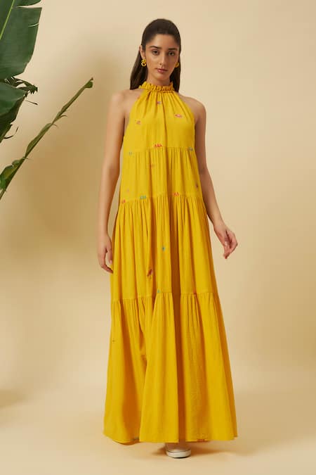 Nikasha Seersucker Halter Tie Up Dress 