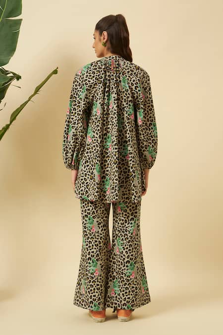 Nikasha Leopard Print Boxy Top & Pant Set 