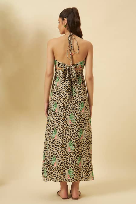 Nikasha Leopard Print Halter Dress 