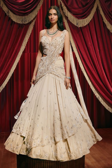 Roqa Lizzie Shimmer Layered Lehenga Set 