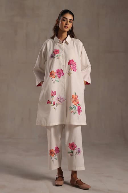 Roza Louise Floral Placement Print Kurta & Pant Set 