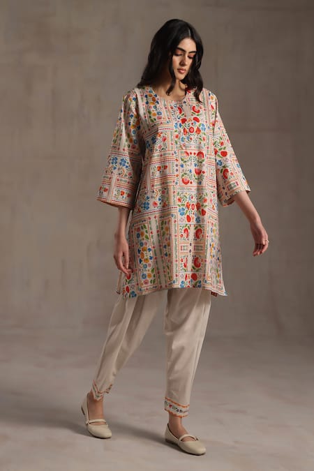 Roza Jezebel Geometric Print Kurta & Pant Set 