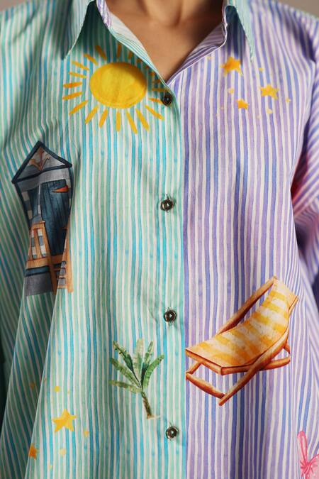 Buy_Roza_Multi Color Poplin Collared Jamaica Printed Shirt 