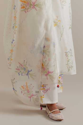 Buy_Upavita_Multi Color Cotton, Chanderi Beads, Tassels Hand Block Printed Kurta Pant Set 