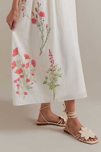 Shop_Upavita_Pink Cotton Collared Floral Dress And Slip Set _Online_at_Aza_Fashions