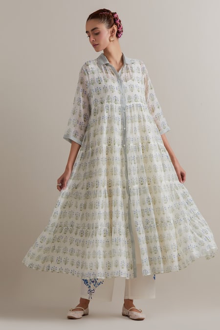 Upavita Printed Silk Chanderi Kurta & Pant Set 