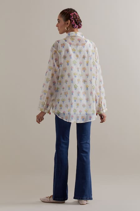 Upavita Hand Block Print Silk Chanderi Shirt & Slip 