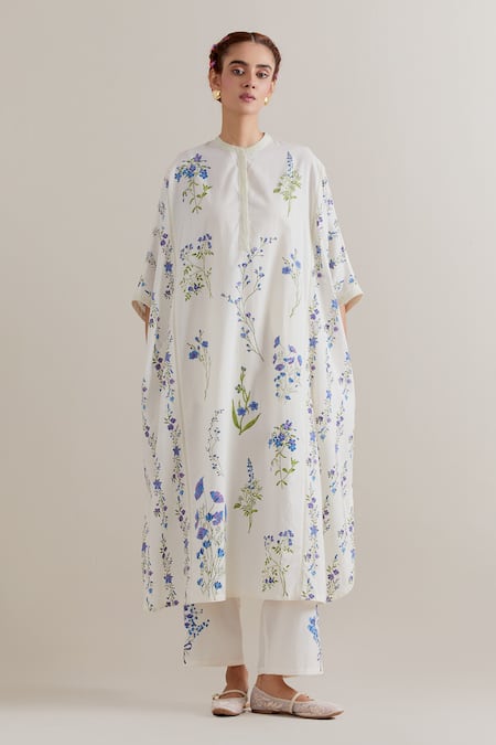 Upavita Floral Printed Cotton Kaftan & Pant Set 