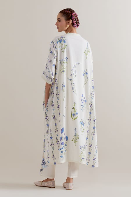Upavita Floral Printed Cotton Kaftan & Pant Set 