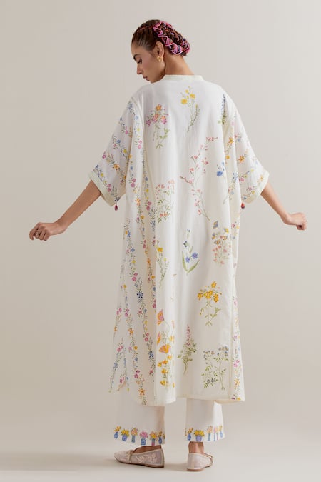 Upavita Hand Block Print Cotton Kaftan & Pant Set 