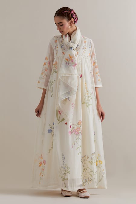 Upavita Hand Block Print Cotton Chanderi Kurta Set 