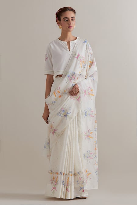 Upavita Chanderi Cotton Printed Saree & Blouse Set 