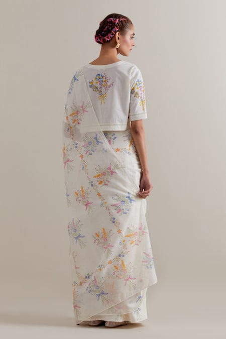 Upavita Chanderi Cotton Printed Saree & Blouse Set 