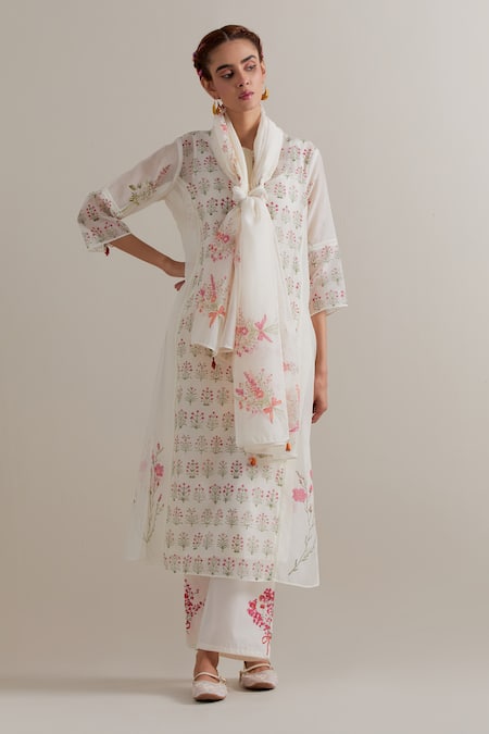 Upavita Printed Cotton Chanderi Kurta Set 