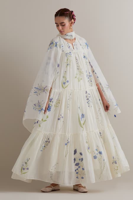 Upavita Silk Chanderi Printed Kurta Set 