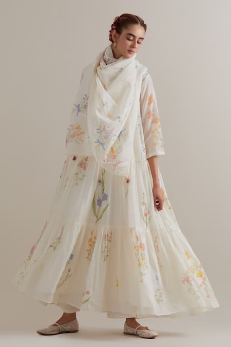 Upavita Hand Block Printed Silk Chanderi Kurta Set 