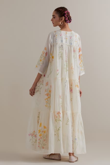 Upavita Hand Block Printed Silk Chanderi Kurta Set 