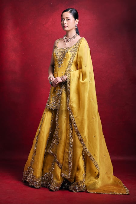 Tamanna Punjabi Kapoor Raw Silk Embroidered Kurta Gharara Set 