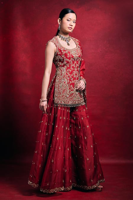 Tamanna Punjabi Kapoor Raw Silk Embroidered Kurta Sharara Set 