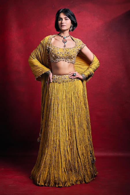 Tamanna Punjabi Kapoor Crushed Habutai Silk Lehenga Set 