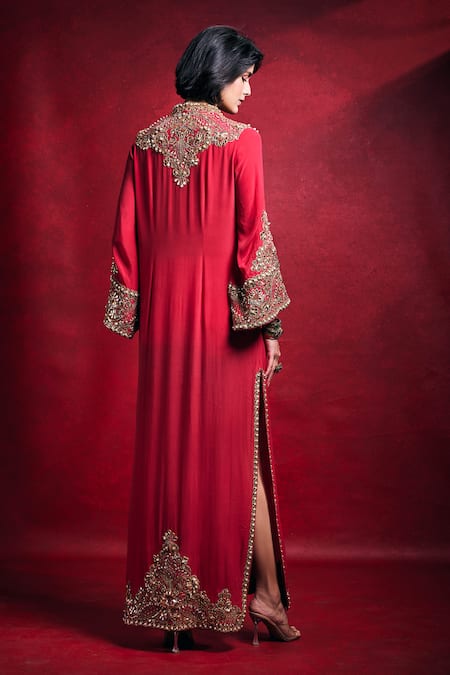Tamanna Punjabi Kapoor Embellished Side Slit Crepe Kaftan 