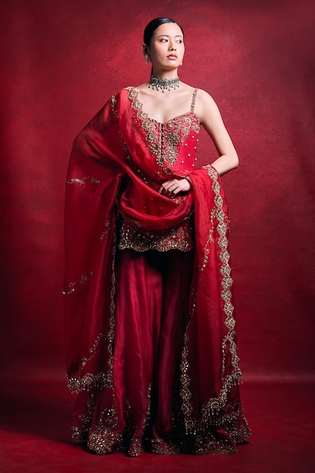 Tamanna Punjabi Kapoor Raw Silk Embroidered Sharara Set 