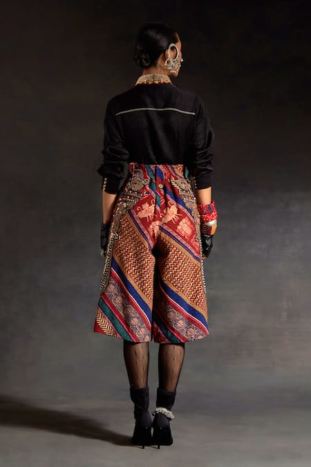 Aseem Kapoor Atri Embroidered Collar Crushed Silk Shirt 