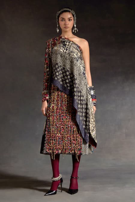Aseem Kapoor Rasa One Shoulder Printed Top & Skirt Set 