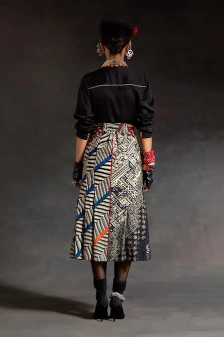 Aseem Kapoor Atri Embroidered Collar Shirt & Skirt Set 