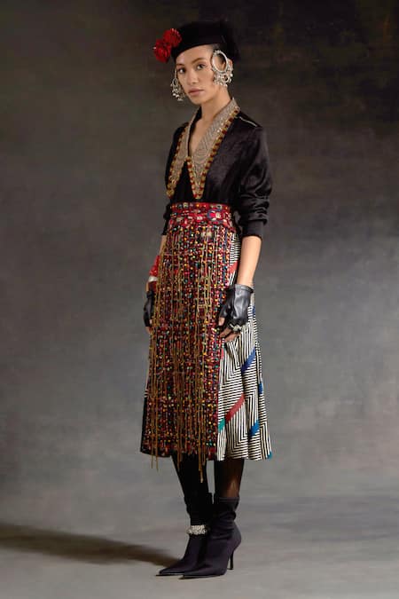 Aseem Kapoor Atri Embroidered Collar Shirt & Skirt Set 