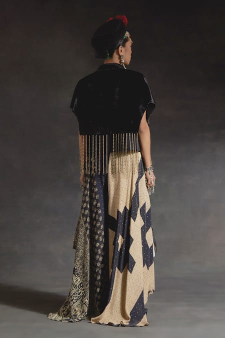 Aseem Kapoor Zoa Taselled Cropped Trench Jacket & Skirt Set 