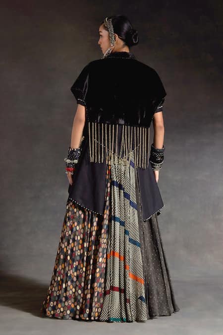 Aseem Kapoor Zoa Taselled Cropped Trench & Skirt Set 