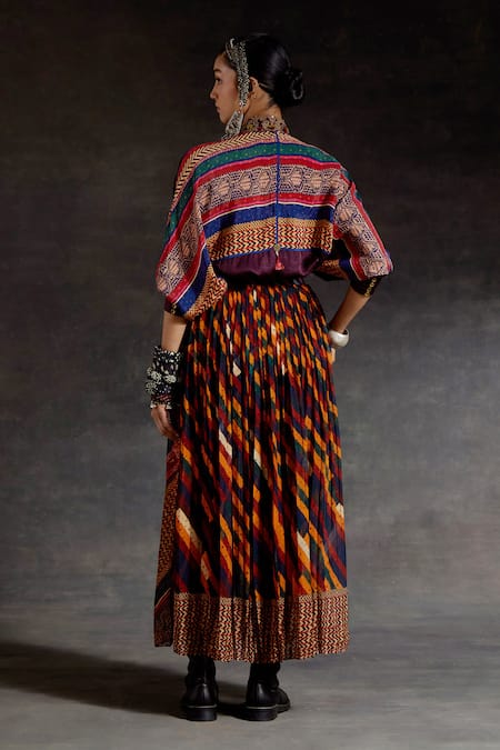 Aseem Kapoor Mandala Printed Back Shirt and Skirt Set 