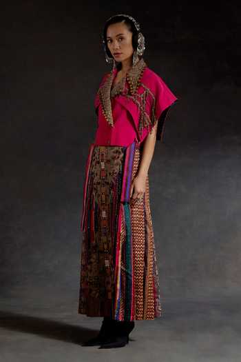 Buy Aseem Kapoor Pink Crepe, Twill Beads, Zari, Tassels Zoa Taselled Trench Jacket And Skirt Set Online at Aza Fashions Buy_Aseem Kapoor_Pink Crepe, Twill Beads, Zari, Tassels Zoa Taselled Trench Jacket And Skirt Set _Online_at_Aza_Fashions