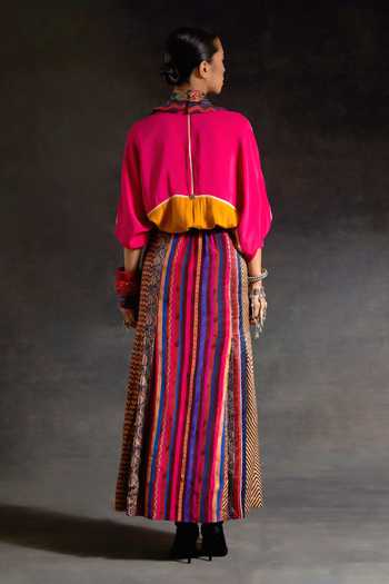 Aseem Kapoor Mandala Color Block Shirt & Printed Skirt Set 